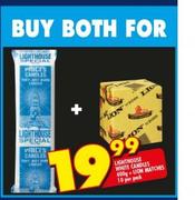 Lighthouse White Candle-400g + Lion Matches-10's Per Pack-Both For