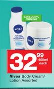 Nivea Body Lotion/Cream-400ml Each