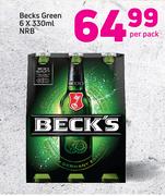 Becks Green NRB-6 x 330ml Per Pack
