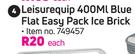 Leisurequip Blue Flat Easy Pack Ice Brick-400ml Each
