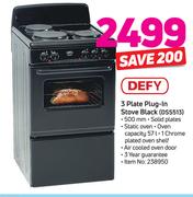 Defy 3 Plate Plug-In Stove Black DSS513