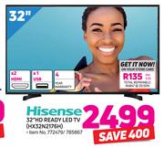Hisense 32” HD Ready LED TV HX32N2176H
