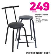 Kitchen Chairs Or Barstool Black-Each
