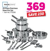Mainstays 20-Piece Stainless Steel Pot Set-Per Set