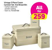 Vintage 3-Piece Cream Canister Set And Bread Bin-For All