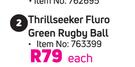 Thrillseeker Fluro Green Rugby Ball-Each