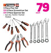 Stramm 3-Piece Plier Set Or 6-Piece Screwdriver Set Or 5-Piece Spanner Set-Each