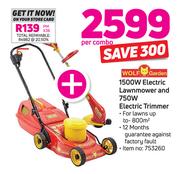 Wolf Garden 1500W Electric Lawnmower And 750W Electric Trimmer-Per Combo