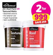 Homestead Roof Paint Or Textured Walls-2x20Ltr