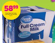 Great value Full Cream Low Fat Or Fat Free Milk-6x1Ltr
