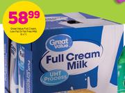 Great value Full Cream, Low Fat or Fat Free Milk-6x1Ltr