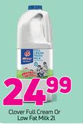 Clover Full Cream Or Low Fat Milk-2Ltr
