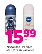 Nivea Men Or Ladies Roll-On-50ml Each