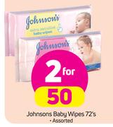 Johnsons Baby Wipes 72’s-For 2