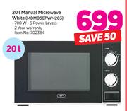 Defy 20Ltr Manual Microwave White MDM0367 WM203