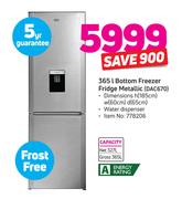 Defy 365Ltr Bottom Freezer Fridge Metallic DAC670