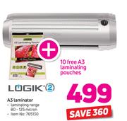 Logik A3 Laminator Plus 10 Free A3 Laminating Pouches