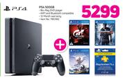 PS4 500GB Plus PS4 Gran Turismo Sport/PS4 Uncharted 4/PS4 Horizon/PS4 Plus 3 Month Membership