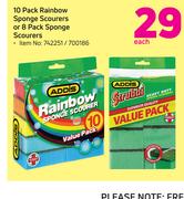 Addis 10 Pack Rainbow Sponge Scourers Or 8 Pack Sponge Scourers-Each