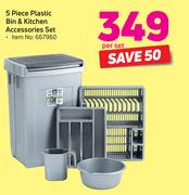 5 Piece Plastic Bin & Kitchen Accessories Set-Per Set