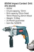 Ryobi 850W Impact Corded Drill PD-852VR-Each