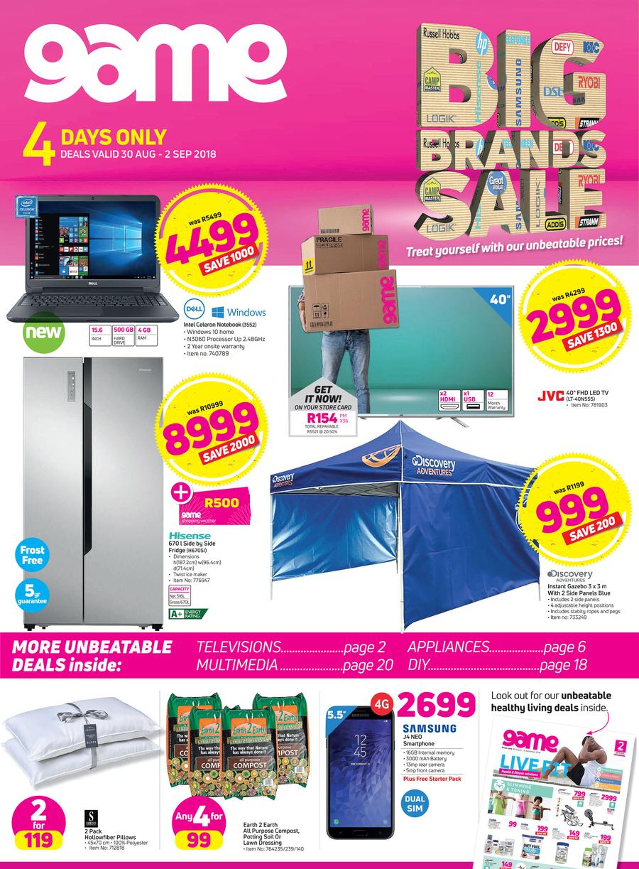Game Big Brands Sale 30 Aug 2 Sept Www Guzzle Co Za