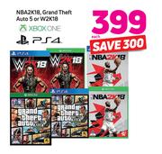 Xbox One & PS4 NBA2K18, Grand Theft Auto 5 Or W2K18-Each