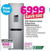 Samsung 309Ltr Bottom Freezer Fridge Silver RB29HWR3DSA U