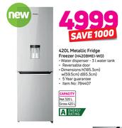 Hisense 420Ltr Metallic Fridge Freezer H420BMEI-WD