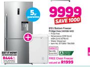 Hisense 610Ltr Bottom Freezer Fridge Inox H610BI-WD With Free Chest Freezer