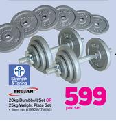Trojan 20kg Dumbbell Set Or 25kg Weight Plate Set-Per Set