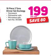 16 Piece 2 Tone Dinner Set Duckegg-Per Set