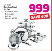 Tissolli 12 Piece Stainless Steel Pot Set-Each 