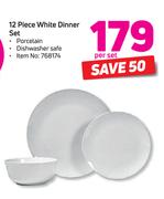 12 Piece White Dinner Set-Per Set