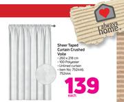 Always Home 260 x 218cm Sheer Taped Curtain Crushed Voile-Each