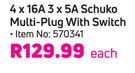 Simple Choice 4x16A 3 x 5A Schuko Multi Plug With Switch
