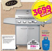 Ketla Stainless Steel 4 Burner Gas Braai