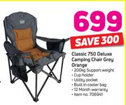 Campmaster Classic 750 Deluxe Camping Chair Grey Orange