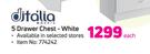 Ditolia 5-Drawer Chest(White)-Each