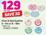 Avent Mum & Dad Soother (0-6m Or 6-18m)-Per Set