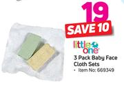 Little One 3 Pack Baby Face Cloth Set