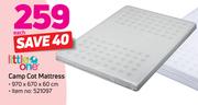 Little One Camp Cot Mattress (970 x 670 x 60cm)-Each