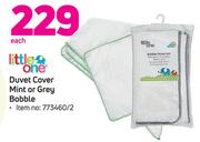 Little One Duvet Cover Mint Or Grey Bobble-Each