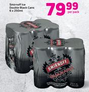 Smirnoff Ice Double Black Cans-6x250ml Per Pack
