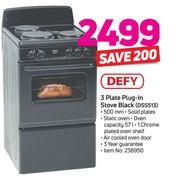 Defy 3 Plate Plug In Stove (Black) DSS513