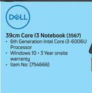 Dell 39cm Core I3 Notebook 3567-Each