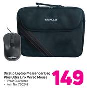 Dicallo Laptop Messenger Bag Plus Ultra Link Wired Mouse