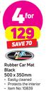 Moto Quip Rubber Car Mat Black-4 x 500 x 350mm