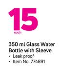 350ml Glass Water Bottle with Sleeve.