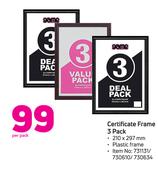 Game Certificate Frame 3 Pack-210 x 297mm Per Pack